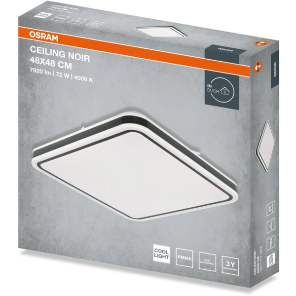 Фото - Світлодіодний світильник Osram CEILING NOIR 48x48см Square 72 W 4000 К (4099854664441)
