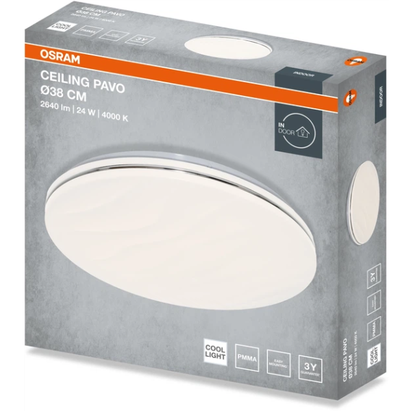 Фото - Світлодіодний світильник Osram CEILING PAVO 380мм Round 24Вт 4000K (4099854663765)