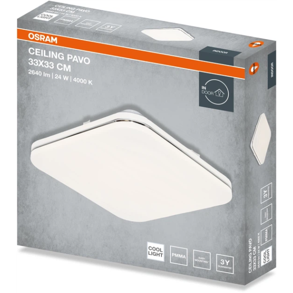 Фото - Світлодіодний світильник Osram CEILING PAVO 330мм Square 24Вт 4000K (4099854663925)