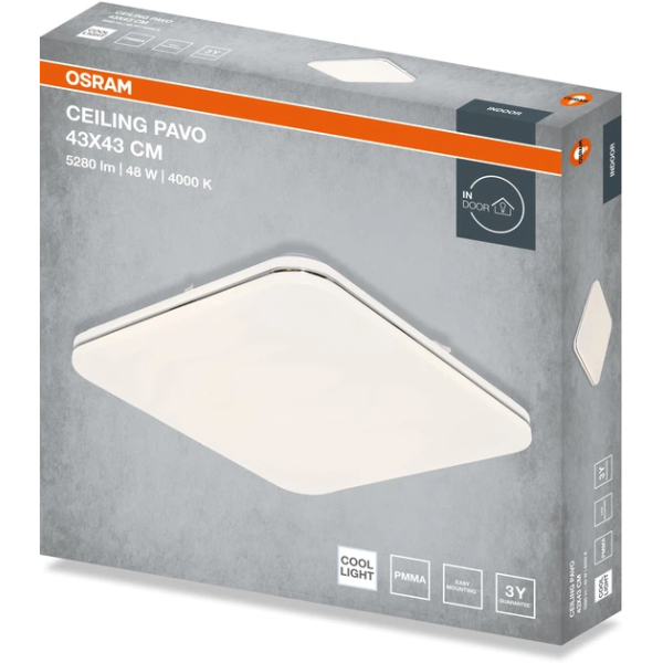 Фото - Светодиодный светильник Osram CEILING PAVO 430мм Square 48Вт 4000K (4099854664625)