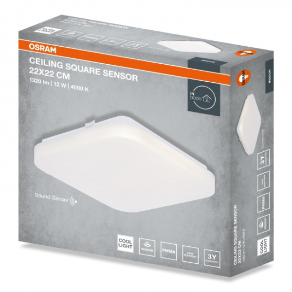 Фото - Світлодіодний світильник Osram CEILING SQUARE 12Вт 4000K 960Лм (4099854648328)