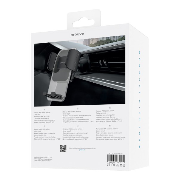Фото - Автодержатель Proove Crystal Clamp Plus Air Outlet Car Mount black (CHCCP0000001)