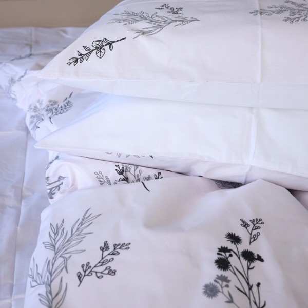 Фото - Комплект постільної білизни MirSon 200x220 см 17-0956 White Botanica Бязь (2200013182764)