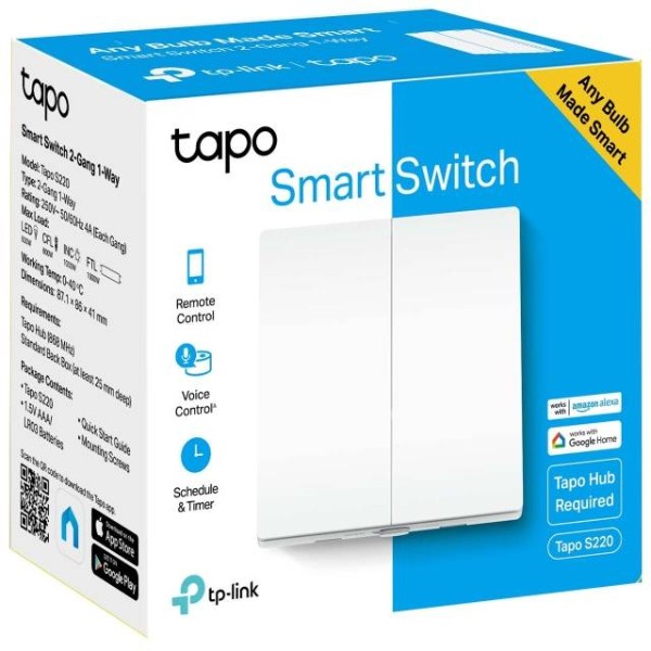 Фото - Кнопка LightSwitch для двухклавишного выключателя TP-Link Tapo S220