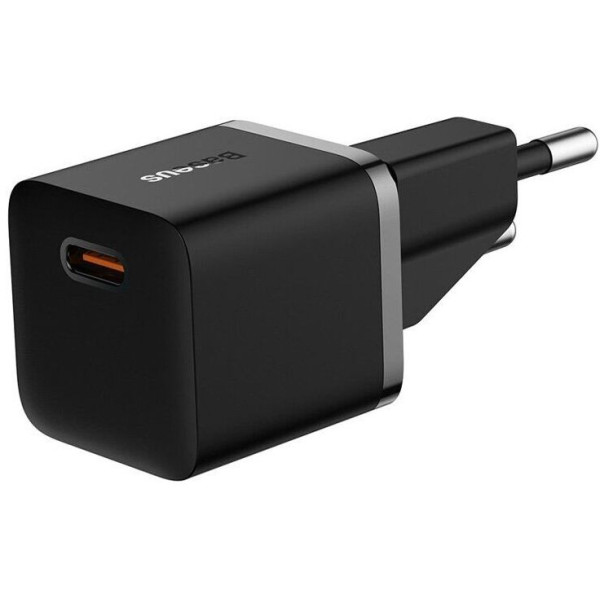 Фото - Мережевий зарядний пристрій Baseus GaN5 Fast Charger (mini) 1C 20W EU Cluster Black with Data Cable Type-C to Type-C (P10110900113-00)