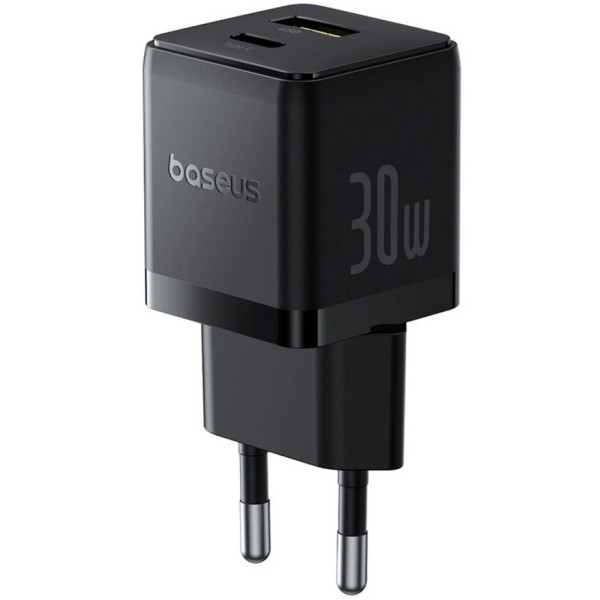 Фото - Мережевий зарядний пристрій Baseus Palm Fast Charger C+U 30W EU Cluster Black (P1011160A113-00)