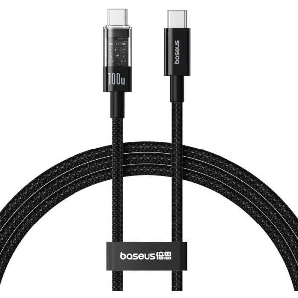 Фото - Кабель синхронізації даних Baseus Gem Fast-Charging Type-C/Type-C 100W 1m Black (P10373000111-00)