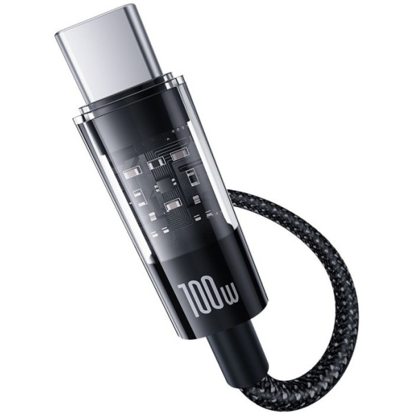 Фото - Кабель синхронізації даних Baseus Gem Fast-Charging Type-C/Type-C 100W 1m Black (P10373000111-00)