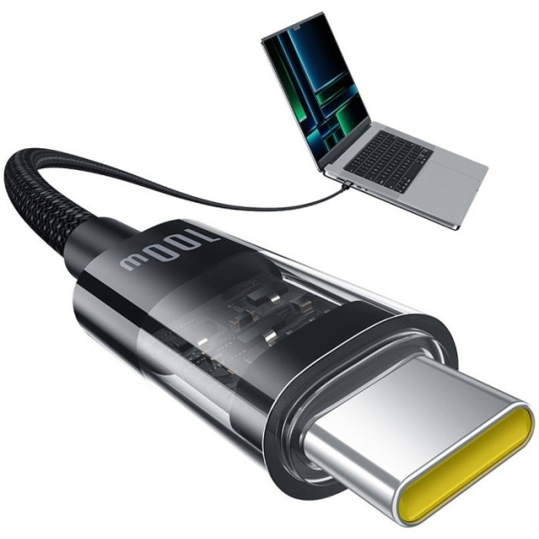 Фото - Кабель синхронізації даних Baseus Gem Fast-Charging Type-C/Type-C 100W 1m Black (P10373000111-00)