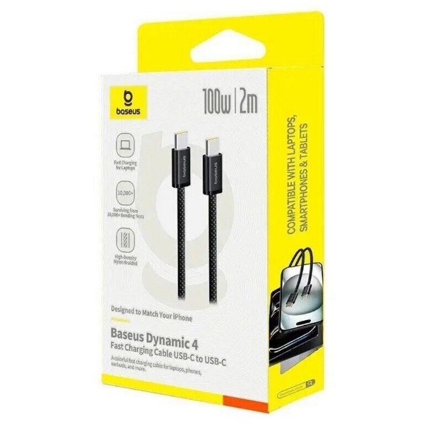 Фото - Кабель Baseus Dynamic 4 Fast Charging Type-C to Type-C 100W 5A 2m black (P10381400112-00)