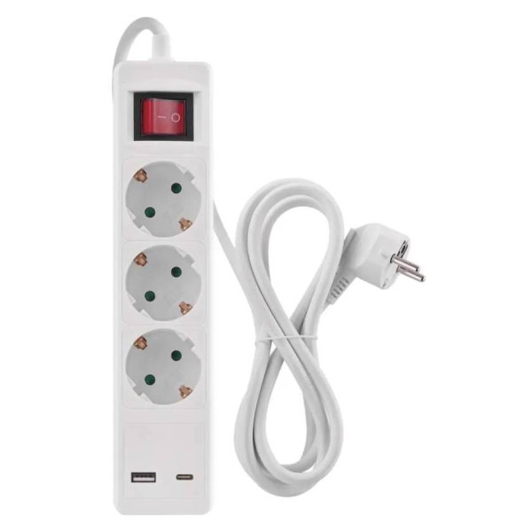 Фото - Мережевий фільтр EMOS P1322CU 3 розетки 2 м 1+USB-A 1+USB-C