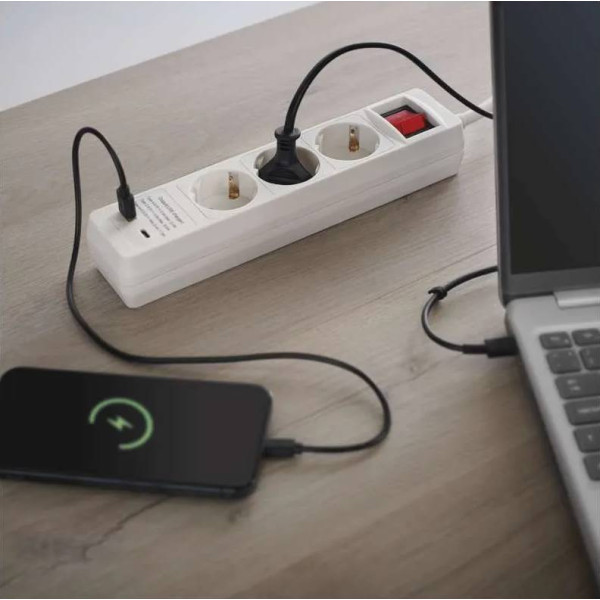 Фото - Мережевий фільтр EMOS P1322CU 3 розетки 2 м 1+USB-A 1+USB-C