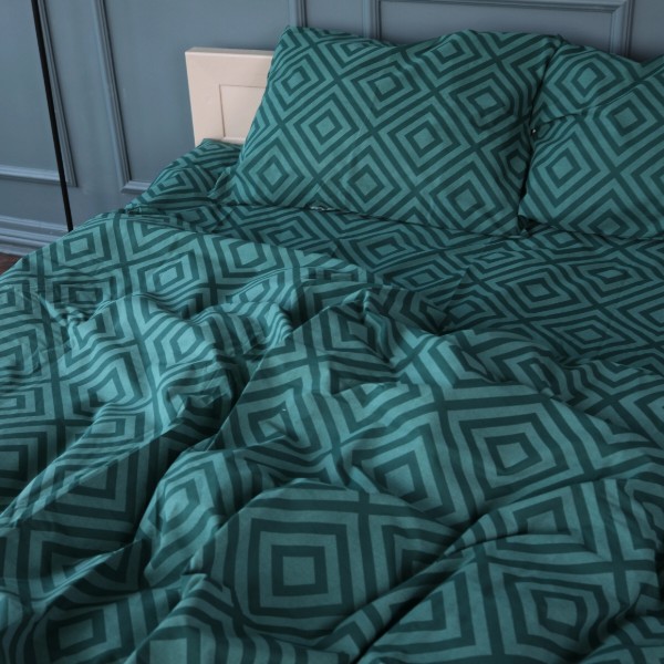 Фото - Комплект постельного белья MirSon Бязь 17-0622 Geometry Emerald 200х220 (2200008197773)