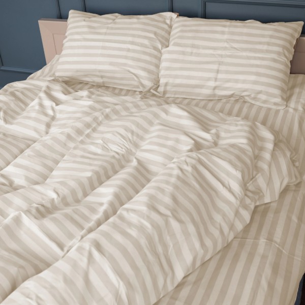 Фото - Комплект постільної білизни MirSon King Size 220x240 17-0604 Stripe Yellow Бязь (2200008052331)