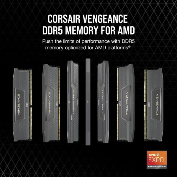 Фото - Память DDR Corsair VENGEANCE DDR5 32GB (2 x 16GB) 6000 CL38-48-48-96 1.35V Intel XMP & AMD EXPO GREY (CMK32GX5M2D6000Z38)