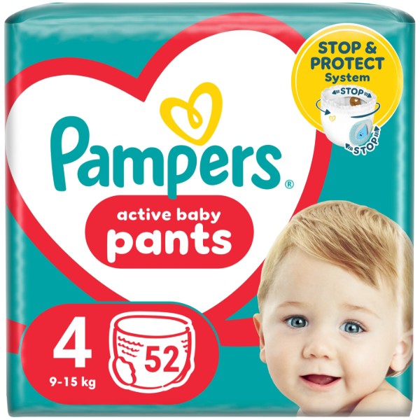 Фото - Одноразові підгузки-трусики Pampers Active Baby Pants Розмір 4 (9-15 кг) 52 шт. (80815115)