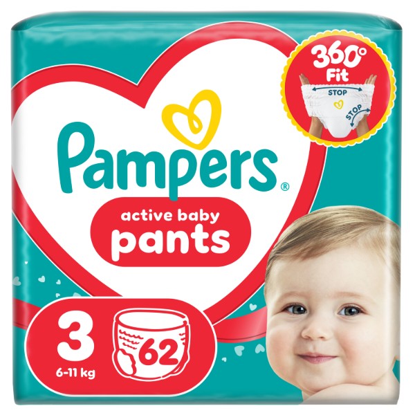 Фото - Одноразові підгузки-трусики Pampers Active Baby Pants Розмір 3 (6-11 кг) 62 шт. (80815116)