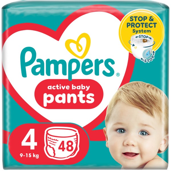 Фото - Одноразові підгузки-трусики Pampers Active Baby Pants Розмір 4 (9-15 кг) 48 шт. (80815157)