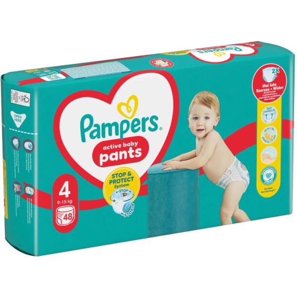 Фото - Одноразові підгузки-трусики Pampers Active Baby Pants Розмір 4 (9-15 кг) 48 шт. (80815157)
