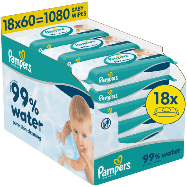 Фото - Серветки вологі для дітей Pampers 99% Water, 1080 шт (80871792)
