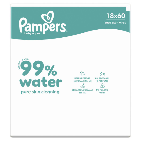 Фото - Серветки вологі для дітей Pampers 99% Water, 1080 шт (80871792)