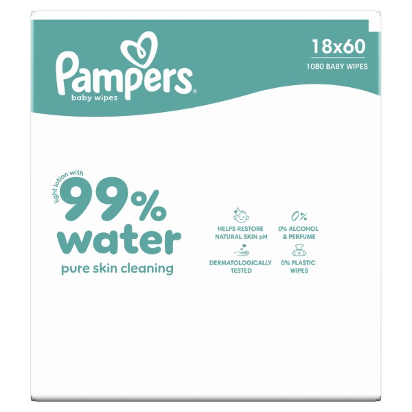 Фото - Серветки вологі для дітей Pampers 99% Water, 1080 шт (80871792)