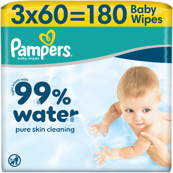 Фото - Серветки вологі для дітей Pampers 99% Water, 180 шт (80871788)