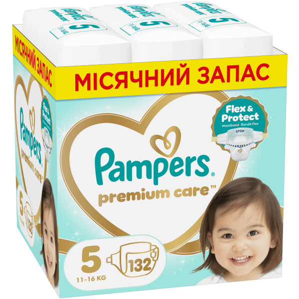 Фото - Одноразові підгузки Pampers Premium Care Розмір 5 (11-16 кг) 132 шт (80883540)
