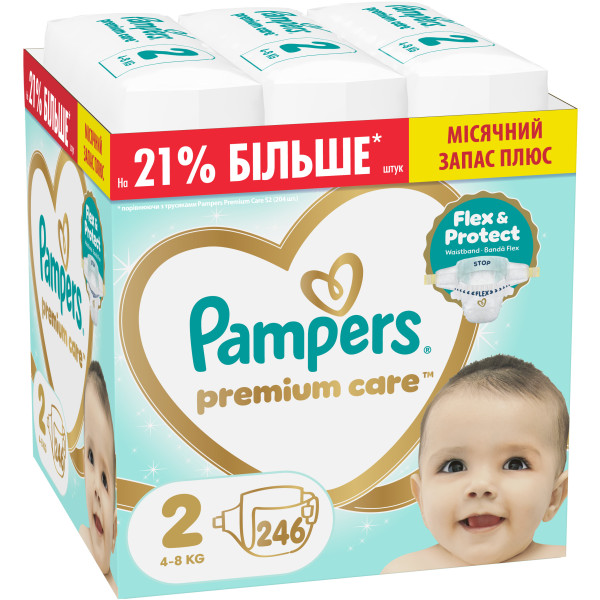 Фото - Одноразові підгузки Pampers Premium Care Розмір 2 (4-8 кг) 246 шт (80883541)