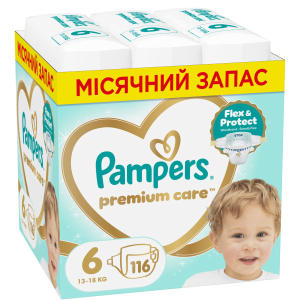 Фото - Одноразові підгузки Pampers Premium Care Розмір 6 (13-18 кг) 116 шт (80883549)