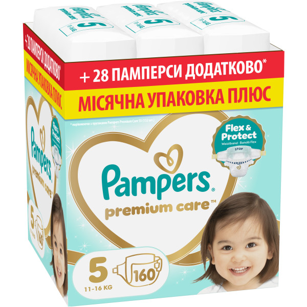 Фото - Одноразові підгузки Pampers Premium Care Розмір 5 (11-16 кг) 160 шт (80883550)