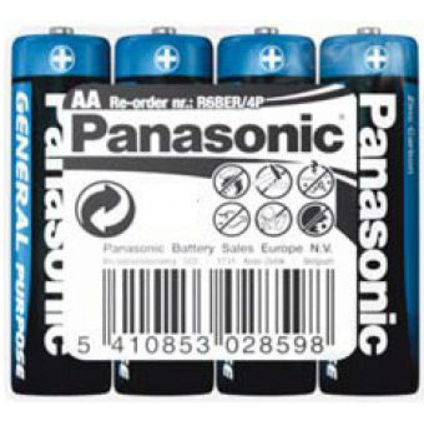 Фото - Батарейка тип AA Panasonic GENERAL PURPOSE R6 TRAY 4 ZINK-CARBON