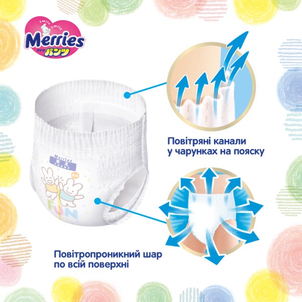 Фото - Одноразовые подгузники-трусики MERRIES Размер XL (12-22 кг.), 38 шт. (438091)