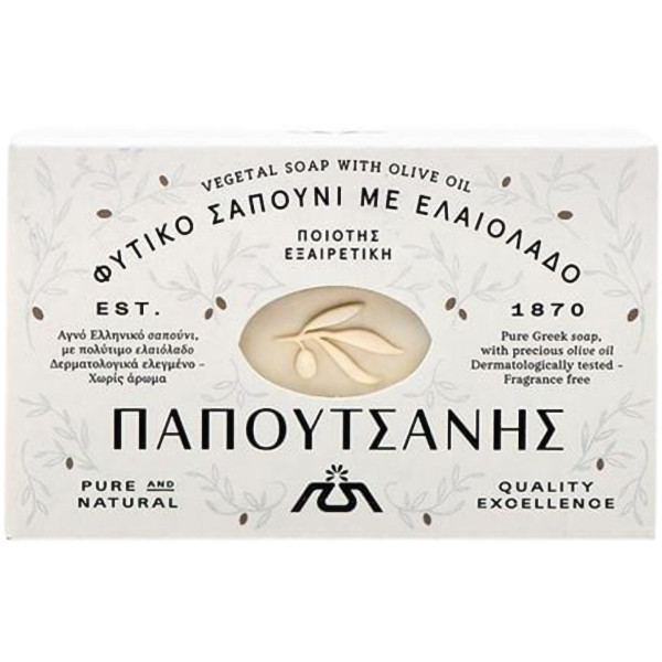 Фото - Тверде мило Papoutsanis Olive Oil White 125 г (PSSTOOW125)