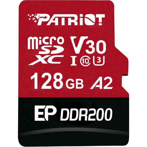 Фото - Карта пам'яті Patriot microSDXC (UHS-1) EP Series 128Gb class 10 DDR200 V30 A2 (with A+C Card reader) (PEF128GEP33MCX)