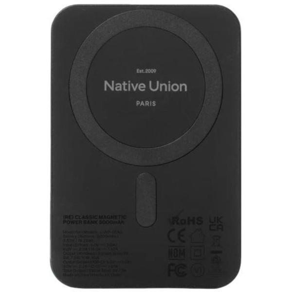 Фото - Батарея мобильная Native Union (Re) Classic Magnetic Power Bank 5 000mAh Black (PB-5KMS-BLK)