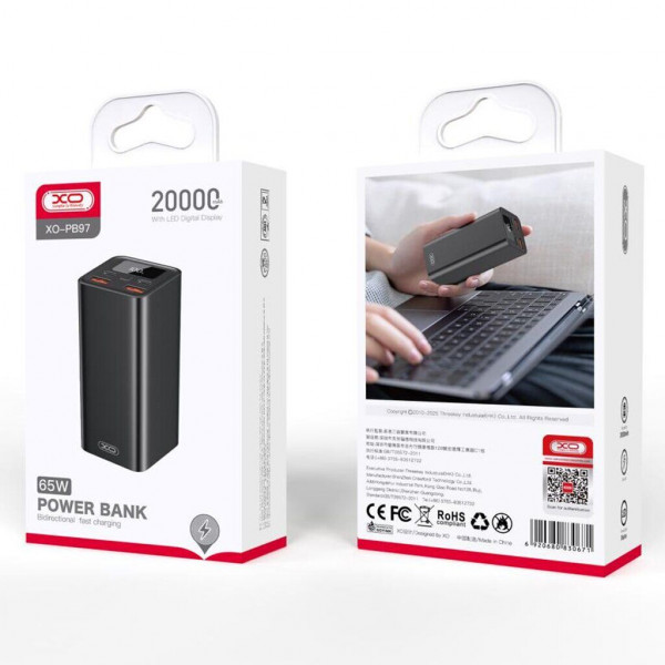Фото - Батарея мобільна XO 20000mAh 65W  Black (PB97)