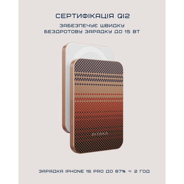 Фото - Батарея мобільна Pitaka Aramid Fiber Magnetic Qi2 5 000mAh Sunset (PBQ2402)