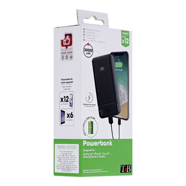 Фото - Батарея мобильная TnB PBU30000 30000mAh 20W
