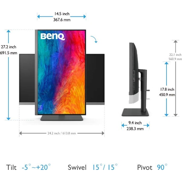 Фото - Монітор BenQ PD2706U (9H.LLJLB.QBE/9H.LLJLB.QEE) Dark Grey