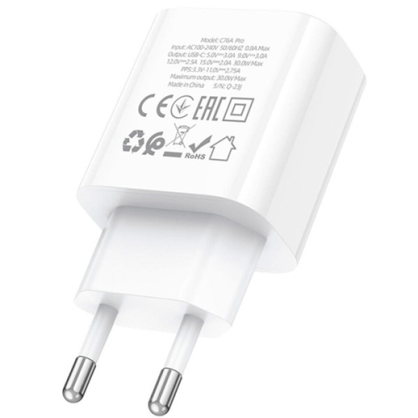 Фото - Мережевий зарядний пристрій HOCO C76A Pro PD30W charger White (6942007616300)