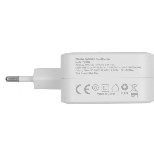 Фото - Мережевий зарядний пристрій Choetech GaN USB Type-C Type-A 65W PD QC (PD8002)