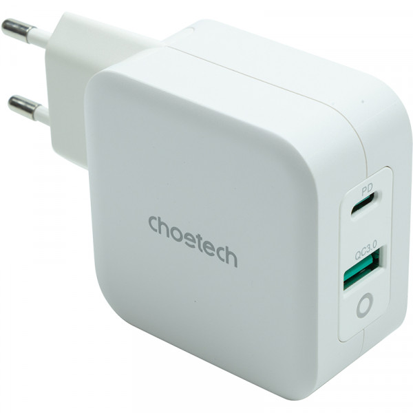 Фото - Мережевий зарядний пристрій Choetech GaN USB Type-C Type-A 65W PD QC (PD8002)