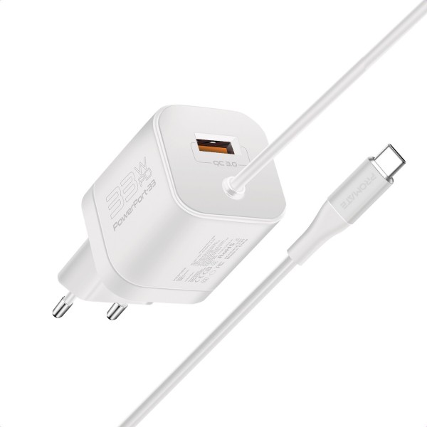 Фото - Мережевий зарядний пристрій Promate Powerport-pdqc3.White