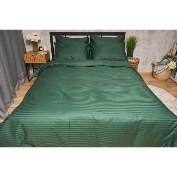 Фото - Комплект постільної білизни Moon&Star Satin Stripe «Stripe Verdant» King Size 220x240 см нав. 4х70х70 (MS-820005289)
