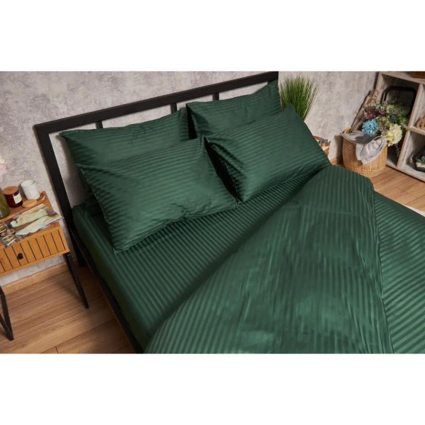 Фото - Комплект постільної білизни Moon&Star Satin Stripe «Stripe Verdant» King Size 220x240 см нав. 4х70х70 (MS-820005289)