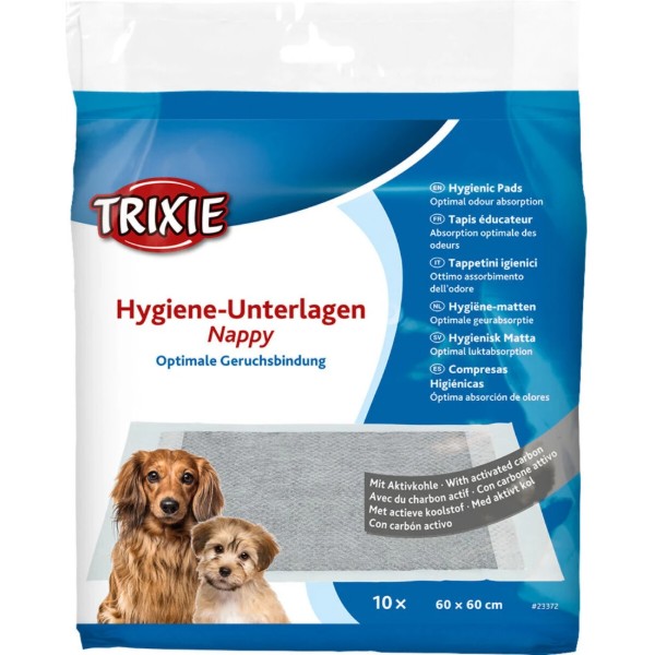 Фото - Пелюшки для собак Trixie з активованим вугіллям 60 х 60 см 10 шт. (4047974233726)