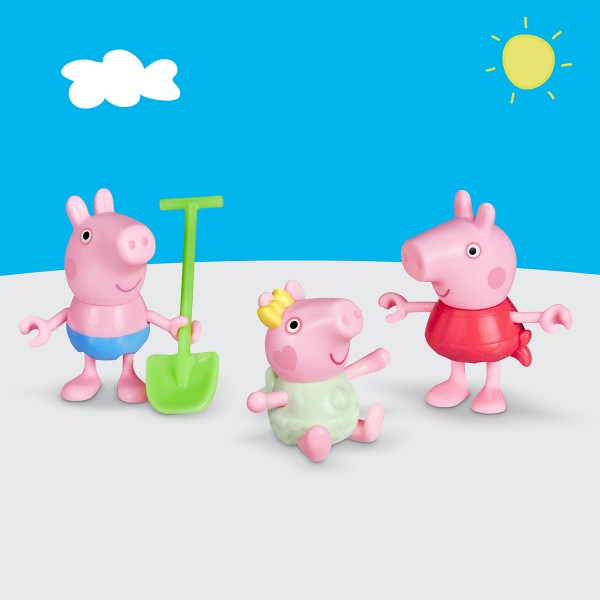 Фото - Ігрова фігурка-сюрприз Peppa Pig FIGURINES – ТРИ МАЛЕНЬКІ СВИНКИ НА ПЛЯЖІ (G2833)