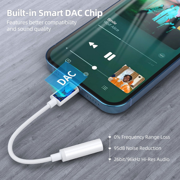 Фото - Перехідник аудіо Choetech 3.5мм 4pin (F) Audio DAC Chip MFi,  0.1m (AUX005)