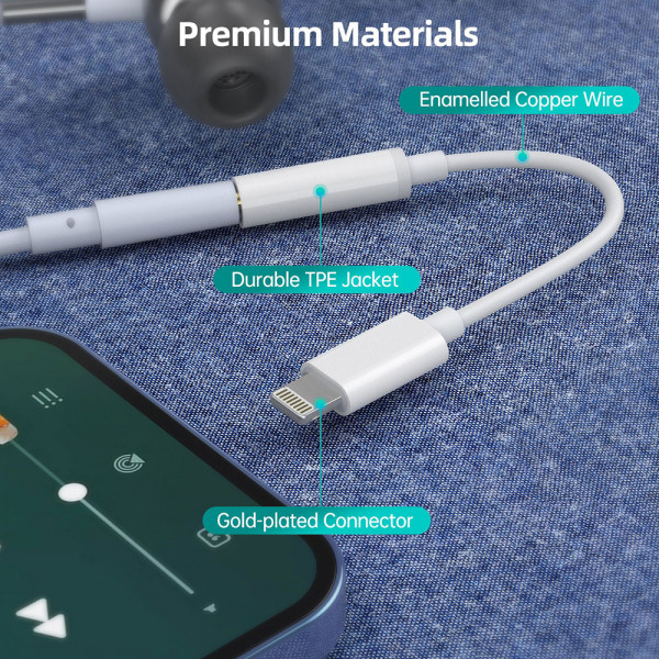 Фото - Перехідник аудіо Choetech 3.5мм 4pin (F) Audio DAC Chip MFi,  0.1m (AUX005)